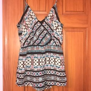 Geometric print romper
